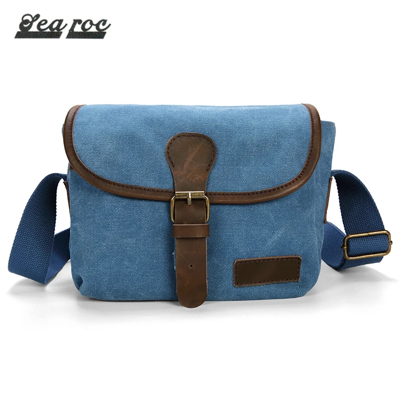 blue camera bolsa