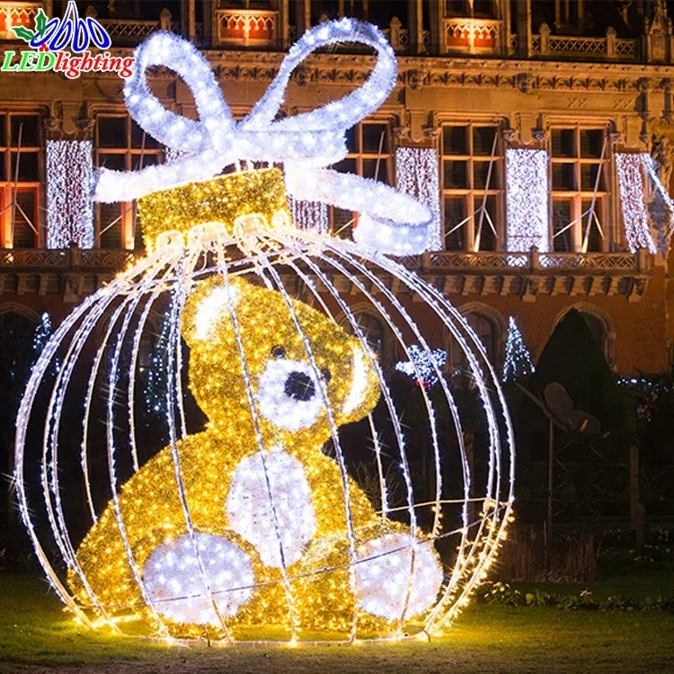 Large Christmas 3D Motif Lighted Animated Polar Bear LED 3D Animal Sculpture Lights