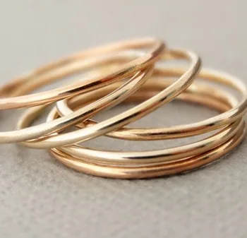Gold filled silver rings women 925 sterling dainty thin round women jewelry minimalist stackable rings