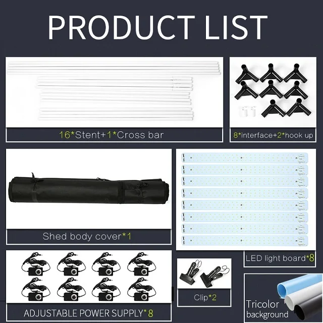 120*100*200CM Dimmable Photography Studio Light Tent Softbox LED Light Photo Box Studio Room