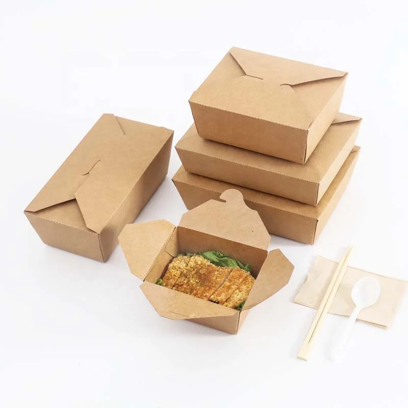 Kraft orientalisch braun Lebensmittel Box Deli mitnehmen Nudeln Reis Nudel Klapp Deckel 