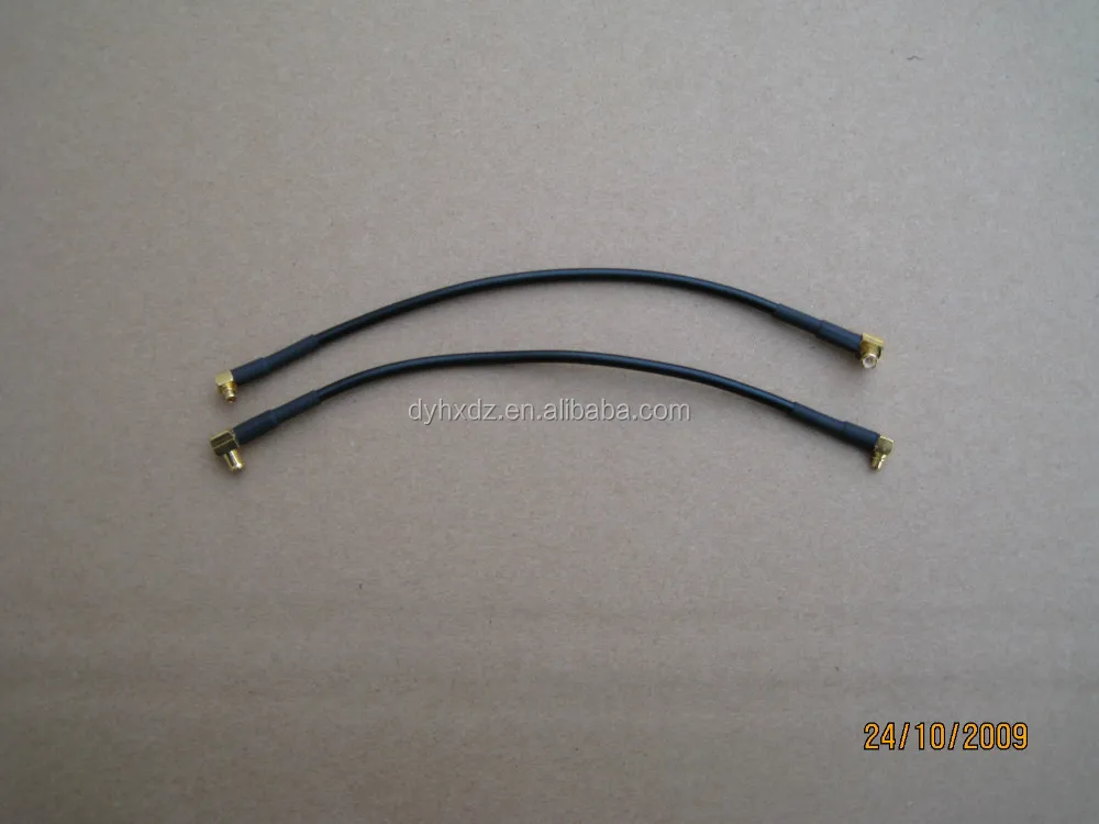 RF cable assembly MMCX right angle male to MCX male for RG174 pigtail cable