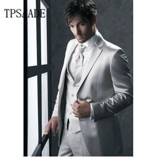 Summer Silver Wedding Party Wear Piece Coat Pant Men Suit WF784