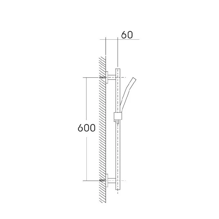 Brass Slide Rail Set with Handshower & 1.5m Flexible Hose details