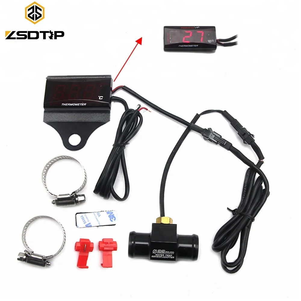 Motorcycle LCD Digital Thermometer Water Temperature Sensor Gauge Display