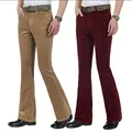 Autumn Men s commercial casual pants corduroy Flares trousers male elastic bell bottom trousers 6 colors