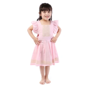 Wholesale Summer Clothes Girls Dress Petal Sleeve Cotton Kids Dress Baby Girls Dresses