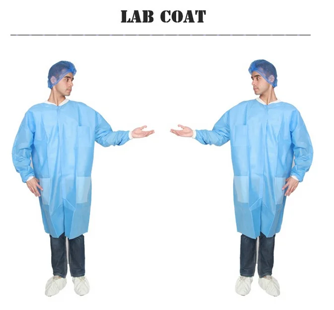 Disposable Hospital Use Medical Lab Coat Long Sleeve Comfortable
