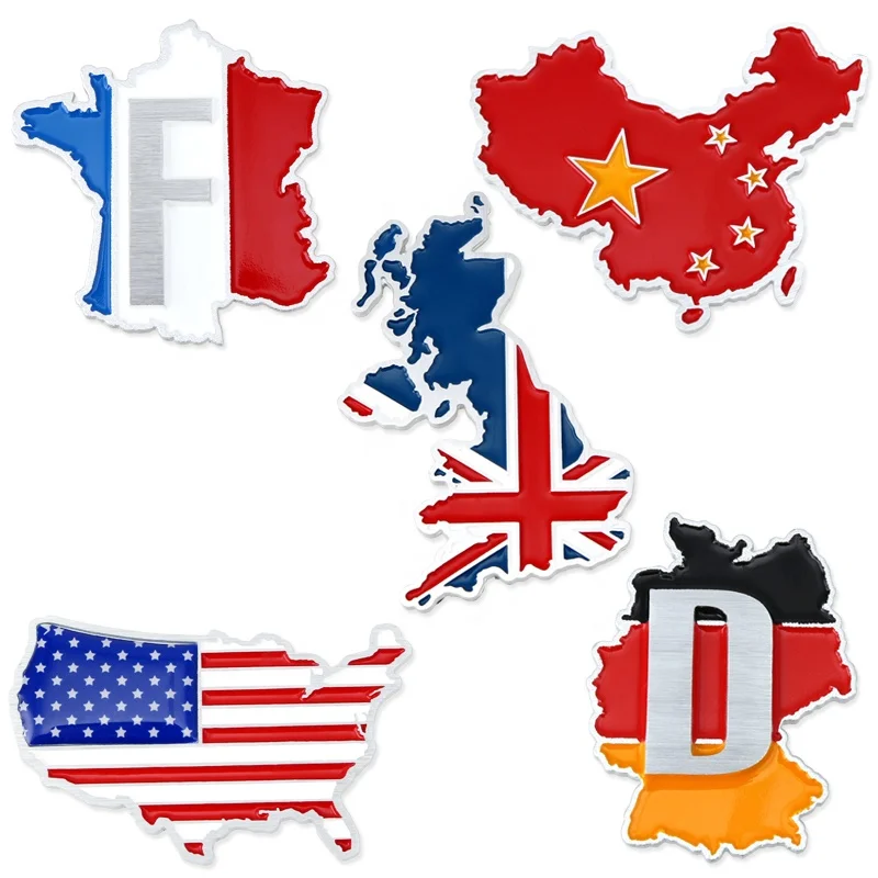 ETIE Factory Cheap Low Prices Custom Made Car Emblems UK Flag Badges Aluminum Alloy Matel Nameplate Body Stickers Car Decor