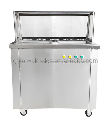 
 Дешевый коммерческий Двойной Сковорода, машина для жарки мороженого, Китай  