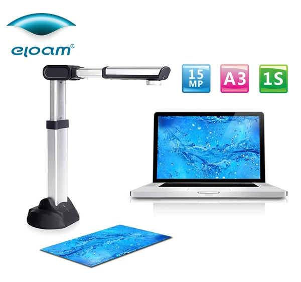 Eloam Portable A3 Large Format USB Document Scanner Auto Focus Built-in LED Light 1-Second Scan Speed 180 Languages OCR Stock