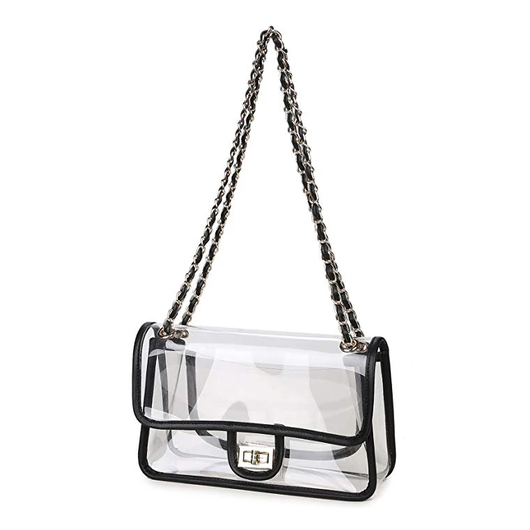 Прозрачный женский кошелек из ПВХ Сумка с поворотным замком квадратная сумка на плечо цепочкой
