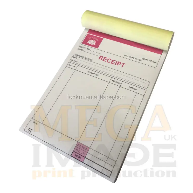 A5 Personalised duplicate invoice/receipt pads 50 sets per pad ANY DESIGN 