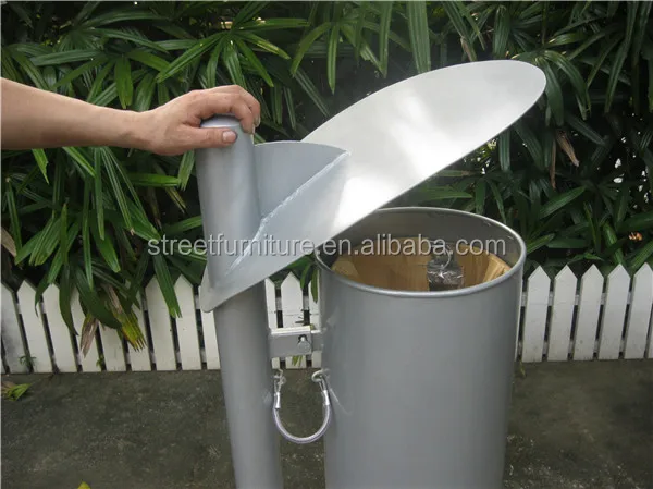 Title Forward Pole Mounted Metal Outdoor Trash Bin/dustbins