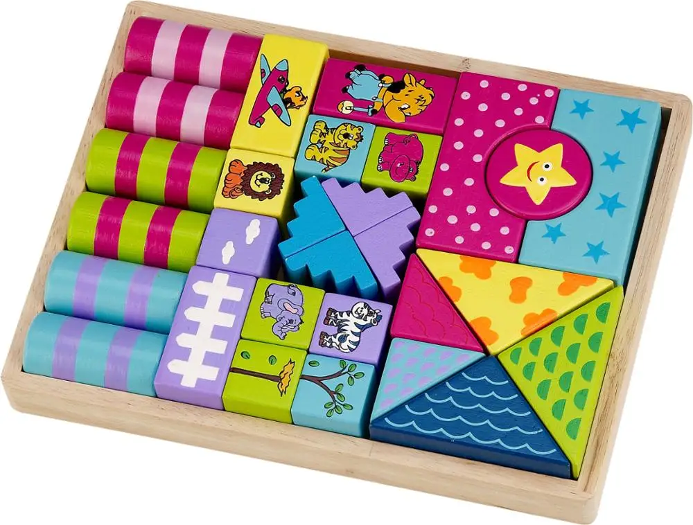 Оптовая продажа, деревянные игрушки Монтессори, строительные блоки, цвет можно кусать, детские развивающие деревянные блоки, игрушки для детей WBC14