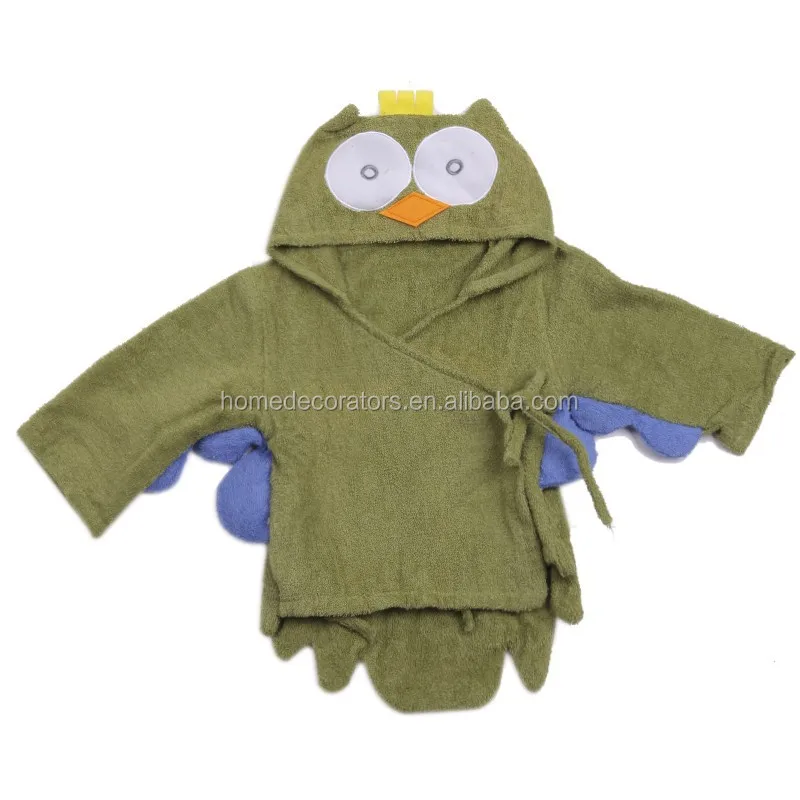 Милый ребенок банный халат зеленый сова банный халат дети банный халат