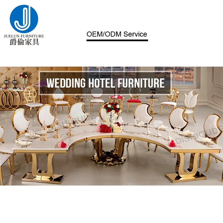 Stainless Steel C Shape Big Dinning Tables and Chairs for Events Banquet  Party Table Fit for 10 People Round Table
