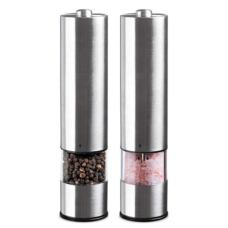 Adjustable Thickness Automatic Pepper Grinder Battery with Blue LED Light 70 ml Pepper Grinder