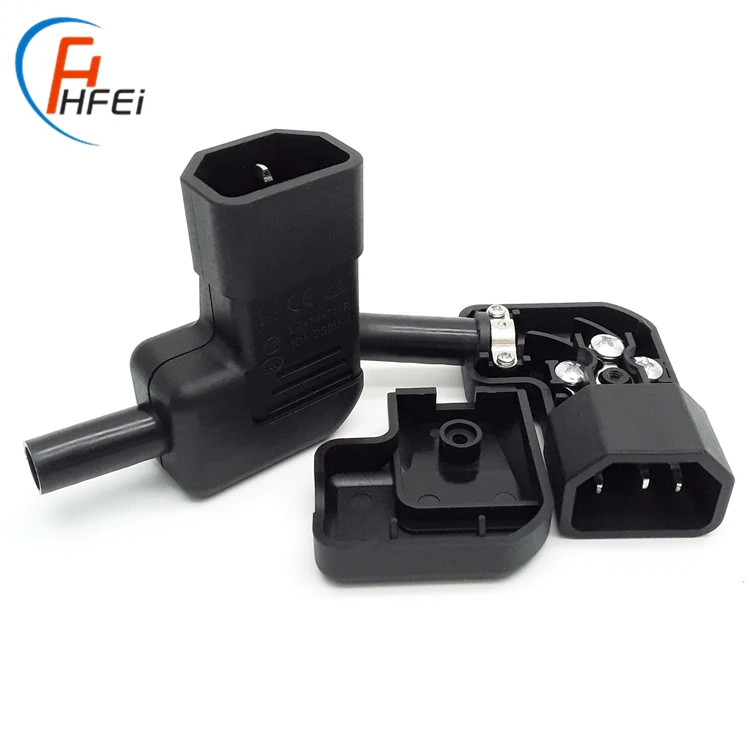 C13 Plug Solid Copper Pin C14 Socket C13 to C14 Adapter Connector Angled 90 Degree Connector