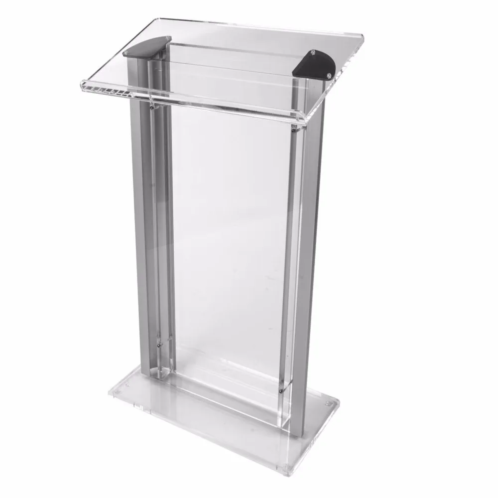 Silver Aluminum Sided Clear Pulpit Speaking Podium Acrylic Digital ...