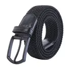Custom Logo Men's Black Adjustable Braided Stretch Leather End Tip Elastic Stretch Belt