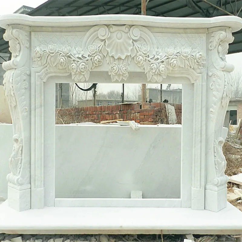 Customized Size Marble Granite Carved Stone Fireplaces Mantel