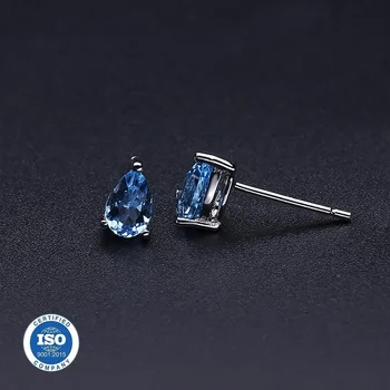 Abiding Natural Swiss Blue Topaz Gemstone 925 Sterling Silver Fashion Jewelry Earrings For Women