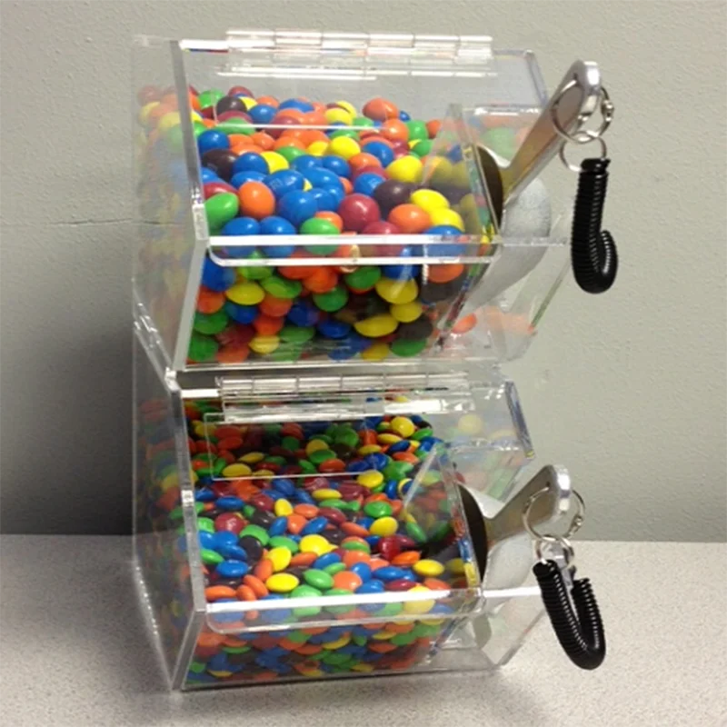 4mm Thick Stackable Acrylic Candy Storage Box Candy Bin With Scoop