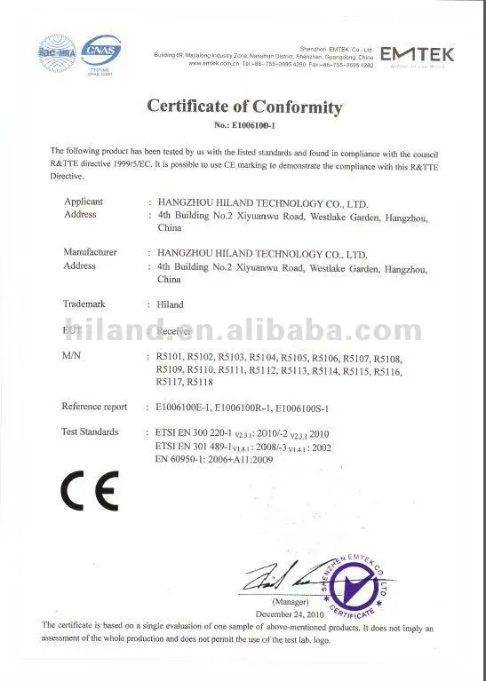 Hiland R5111 2 Channel Remote Control And Receiver Hs Code For Rolling