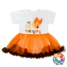Adorable Baby Turkey Short Sleeve Summer Romper Clothes New Born Baby Girls First Thanksgiving Day Baby Tutu Romper