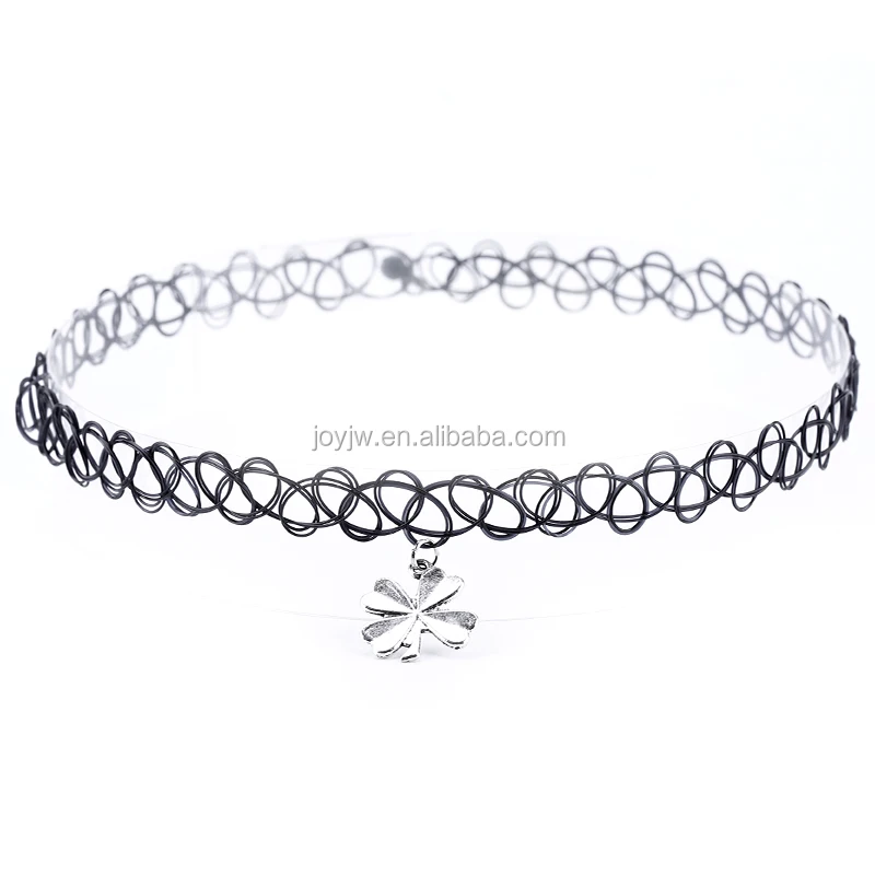 Jieddey Collier Ras Du Cou,10 PCS Gothique Choker De Tatouage Dentelle Elastique Ras Du Cou Classique En Velours Colliers Pour Femmes Filles Fête Mascarade Robe Décorations Noir 221