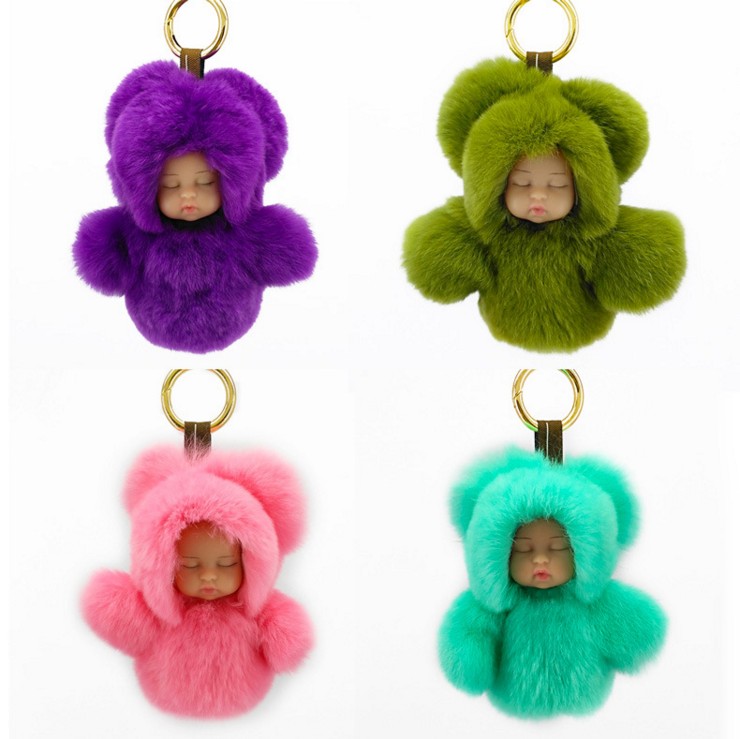 Модный брелок для ключей Yongze из 100% натурального кроличьего меха, детский сувенир из меха сна, изготовленный на заказ брелок, производители в Китае