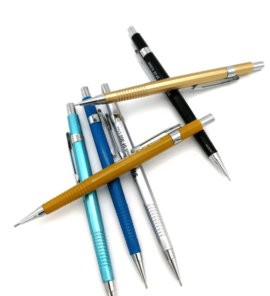 
 Металлический механический карандаш многоугольной формы с верхним ластиком внутри  