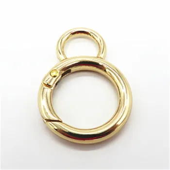 25MM Gold Plated Metal Trigger Spring Gate Round Snap Hook Ring Carabiner