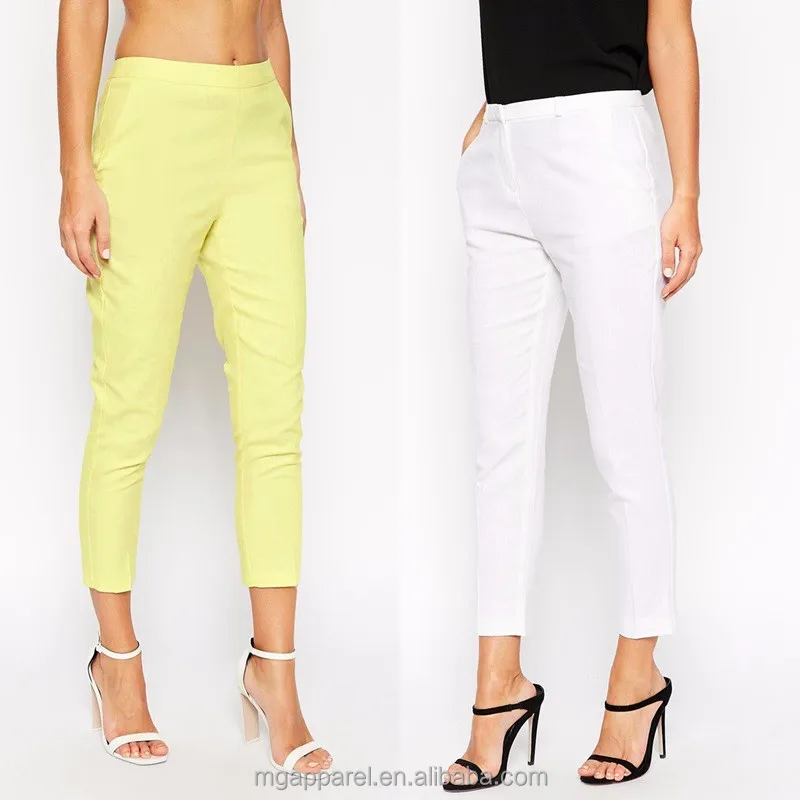 white cropped ladies trousers