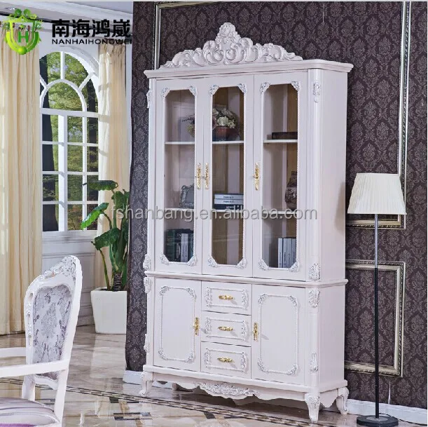 Modern White MDF Wooden Bookshelf with Glass Door Living Room Furniture for Home Office or Apartment