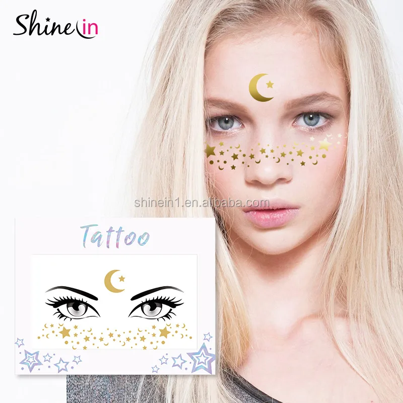 Source Ecofriendly Shiny Moon Star Gold Metallic Face Body Temporary Tattoo  Sticker for Women on malibabacom