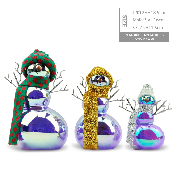 Wholesale 2023 LED Christmas Table Decorations Glass  Blown Snowman Ornament details