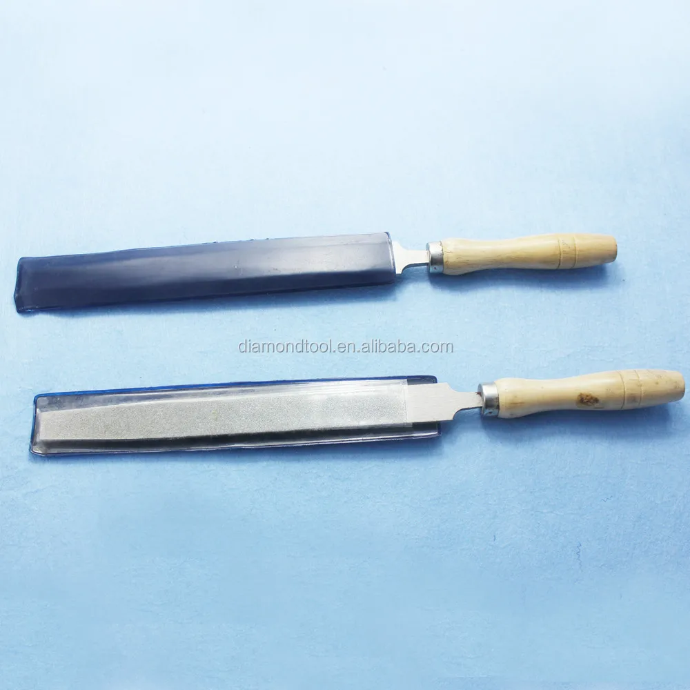 Diamond Straight-Pitch Square Needle Files Set Round Wood Handle Rasp Tools