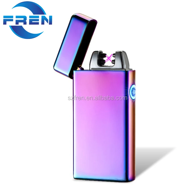 FR-609 Electronic Metal Smoking Cigarette Lighter Arc Pulse USB  Rechargeable Lighter Free Custom Logo Best
