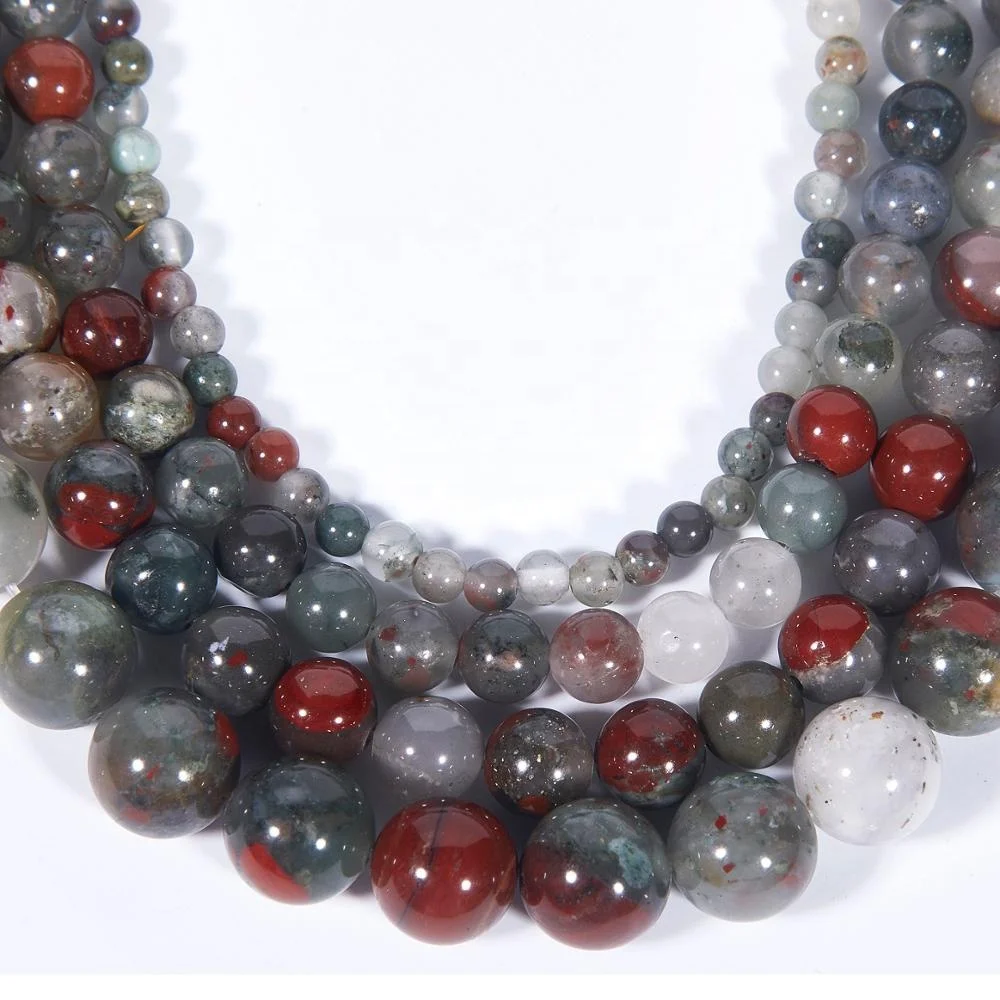 Natural bloodstone african gemstone beads round loose semi precious beads 6-10MM 