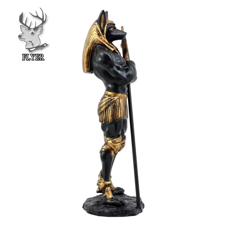 Home Decor Life Size Egyptian Anubis Holding Staff God of Aferlife & Dead Inpu Statue