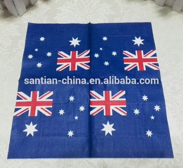 Однослойные одноразовые салфетки с принтом флага