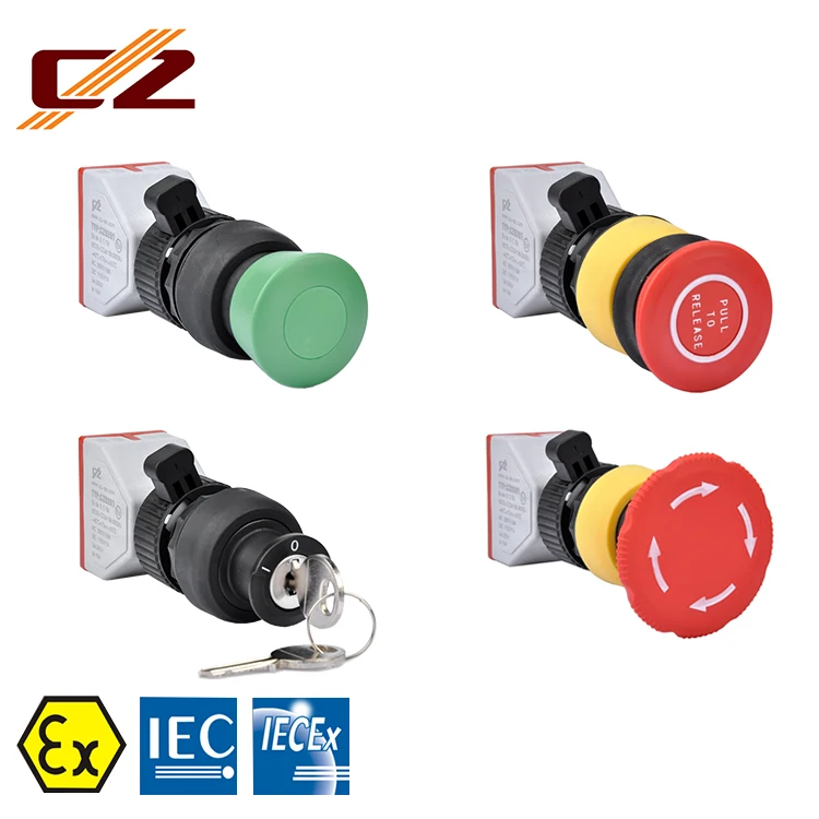 IECEx and ATEX Certified Plastic Explosion-proof Emergency Stop Rotation-releasing Push Button
