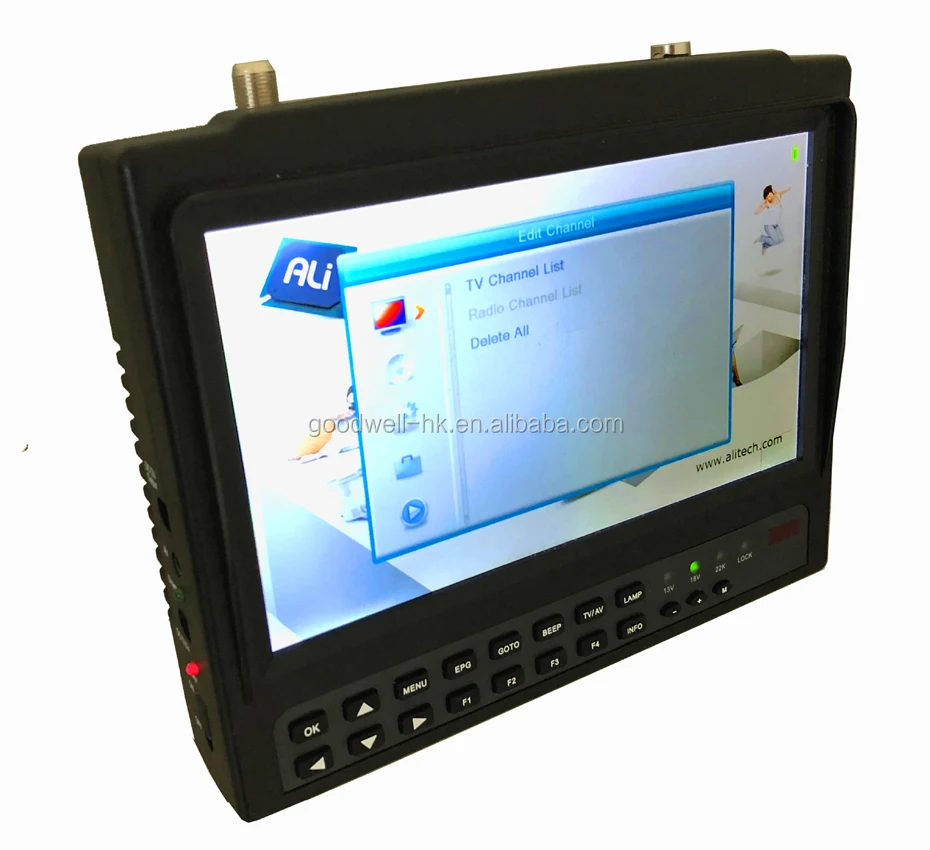 Support AHD CCTV Camera 7" DVB-S Digital Satellite Finder Meter With AV/HDMI Input ,1024x 600
