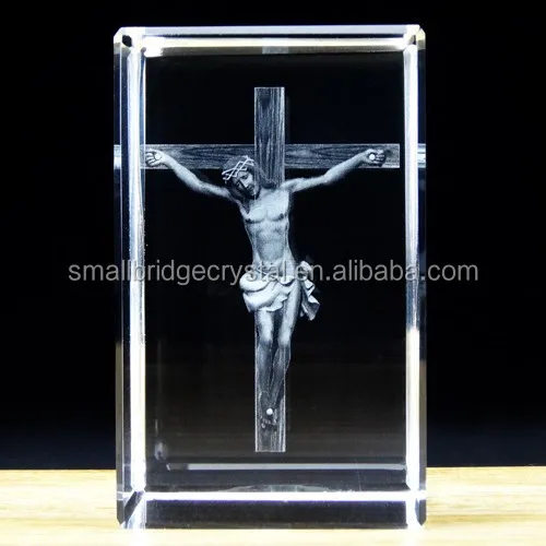 Groothandel 3D Laser Kristal Jezus Voor Religieuze Souvenirs