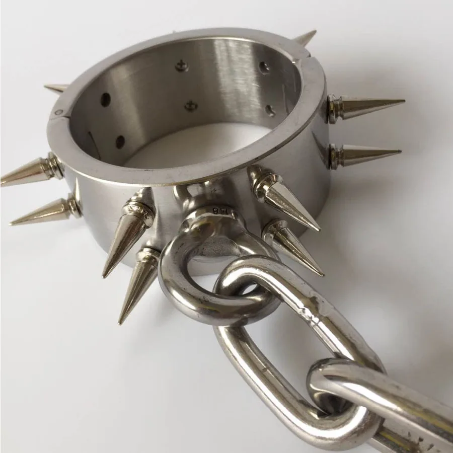 Stainless Steel Chain Shackles Leg Irons Metal Bondage Restraints Slave  Bdsm Fetish Spiked Ankle Cuffs Sex Toys for Adult Games