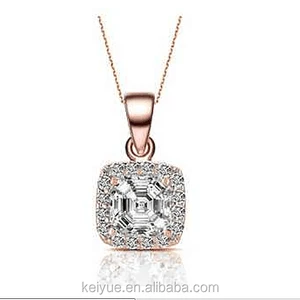 Keiyue Rose Gold Plated 925 Sterling Silver Zircon Pendant Gift Necklace for Women