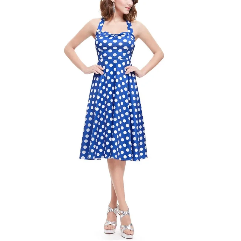 blue polka dot summer dress