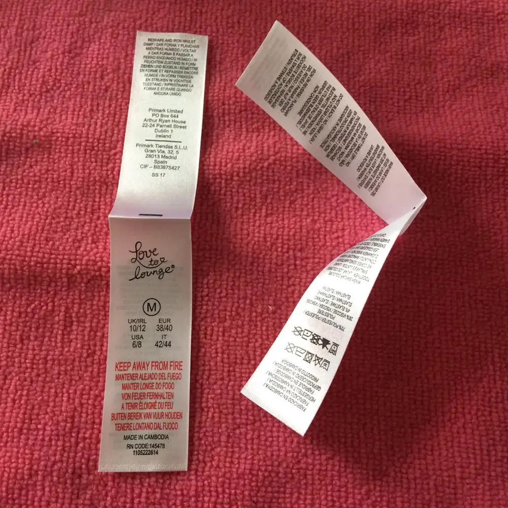 Silk Screen Printing Clothing Label for Mattress,washing Satin Label for Quilt